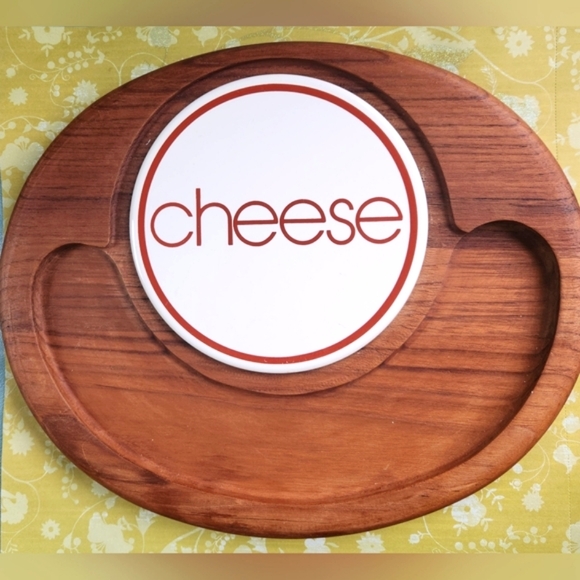 70s 80s CHEESE Wood Cutting Board w White Tile GRAPHICS  RV Home Party GOODWOOD - Picture 10 of 11